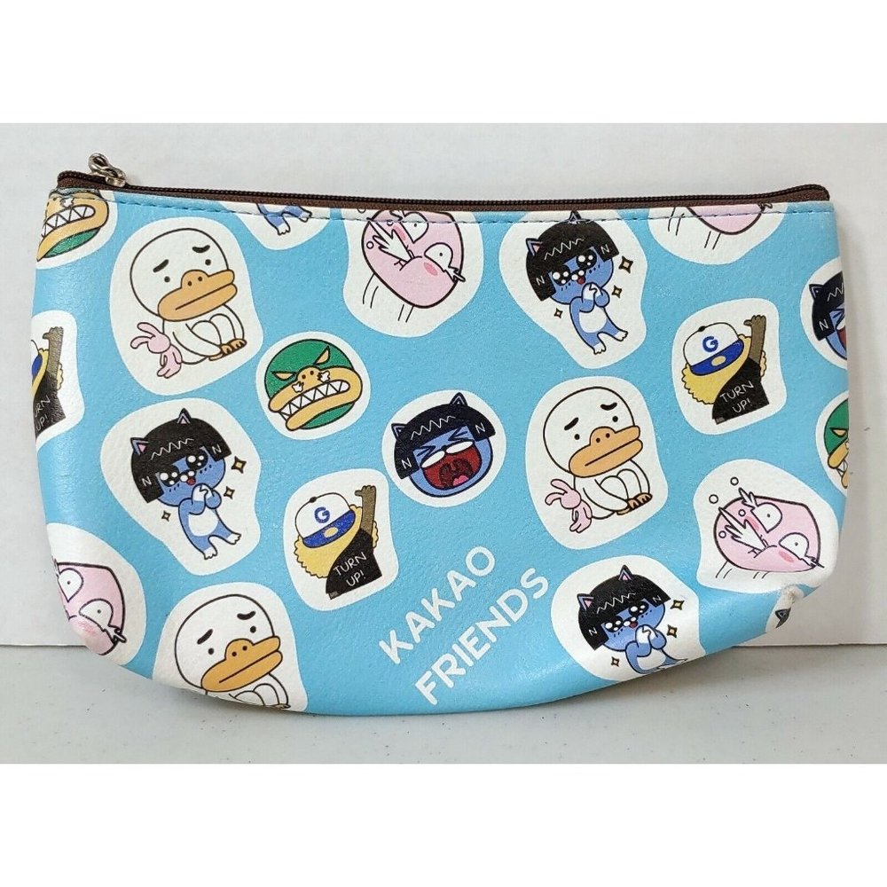 Kakao Friends from Muzi, Frodo & Ryan Series - 7in. Zippered Pouch - Blue/Brown